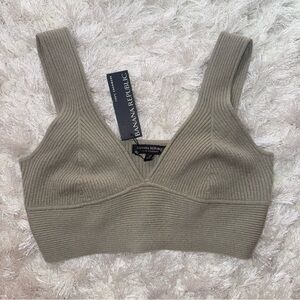 Banana Republic 100% Cashmere Taupe Ribbed Knit Top